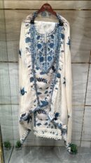 Pure Mal Chanderi Cotton Kurta with Floral Embroidery & Peacock Print