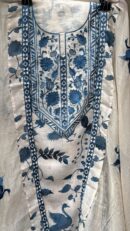 Pure Mal Chanderi Cotton Kurta with Floral Embroidery & Peacock Print