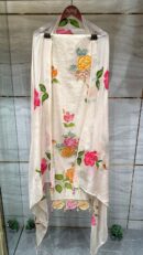 Pure Mal Chanderi Cotton Kurta with Patchwork & Hand Embroidered Floral Design