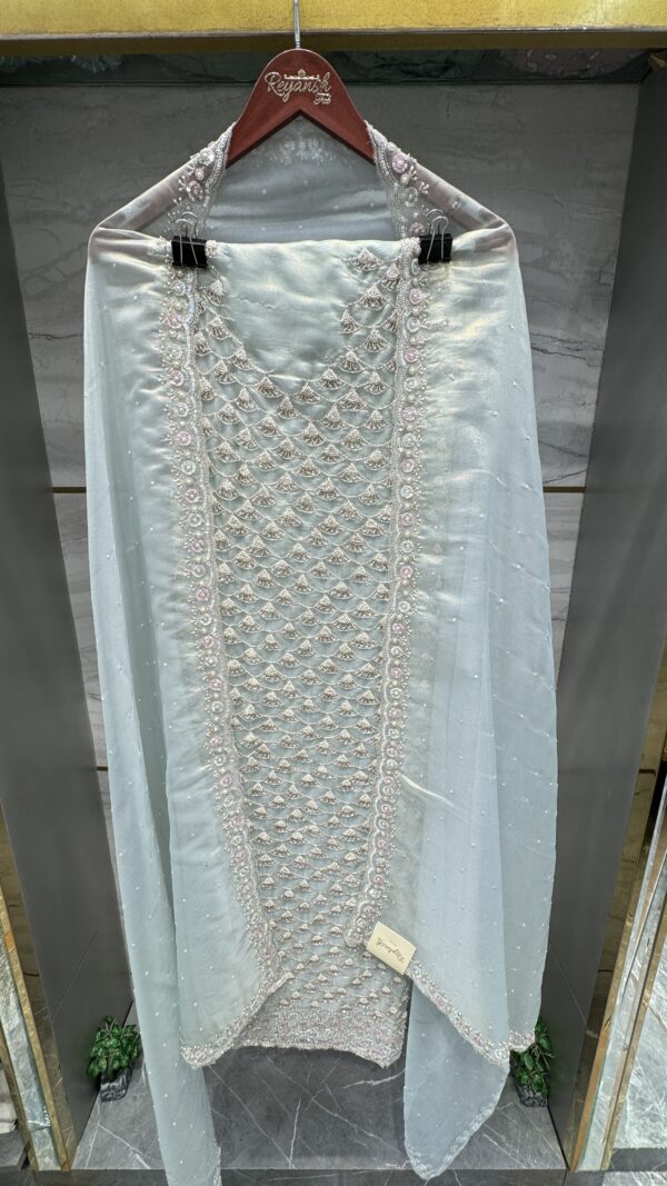 Pure Glass Tissue Fabric with exquisite hand work.