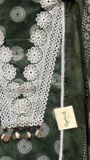 Pure Cotton Unstitched Suit Fabric with Print & Intricate Laces