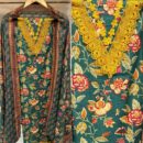 Pure Cotton Unstitched Suit Fabric with Floral Print & Cut Work Design