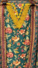 Pure Cotton Unstitched Suit Fabric with Floral Print & Cut Work Design