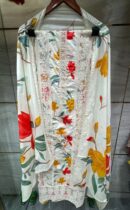 Pure Cotton Unstitched Suit Fabric with Vibrant Floral Print & Laces