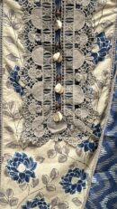 Vibrant Pure Cotton Unstitched Suit Fabric with Floral Print & Laces