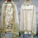 Exquisite Shimmer Silk Unstitched Suit with Dori, Gota & Mirror Work