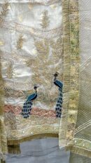 Exquisite Shimmer Silk Unstitched Suit with Dori, Gota & Mirror Work