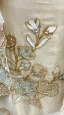 Exquisite Pure Tissue Unstitched Suit with Cutdana, Pearl & Dori Handwork