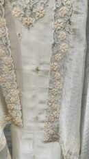 Pure Organza Unstitched Suit with Pearl, Zarkan &resham work
