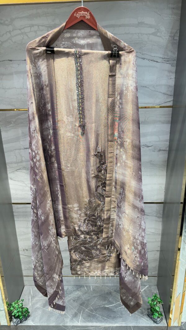 Pure Shimmer Tissue Fabric with Elegant Cutdana and Sequence work.