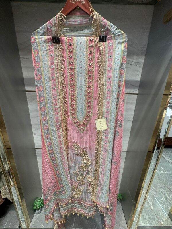 Pure Crush Tissue Fabric Bandhani Print Unstitched Suit
