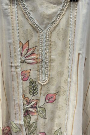 Pure tissue Unstitched Suit with Floral Hand Embroidery
