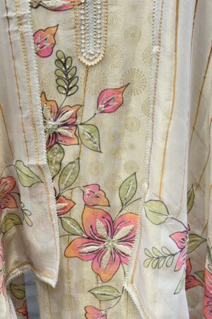Pure tissue Unstitched Suit with Floral Hand Embroidery