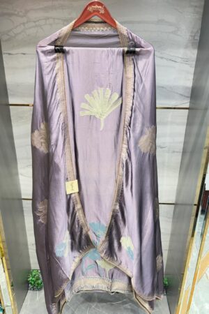 Pure Tissue Unstitched Suit With Brocade Floral Designing.