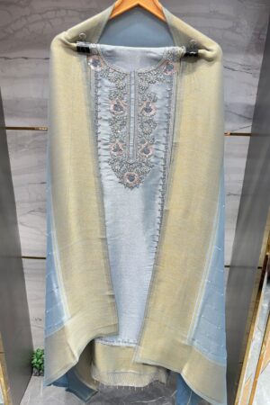 Luxurious pure tissue fabric with intricate hand work