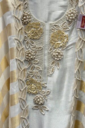 Premium pure tissue fabric with intricate dori work.