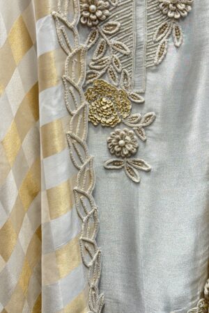 Premium pure tissue fabric with intricate dori work.