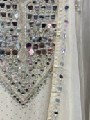 Pure tissue unstitched suit with appealing mirror work