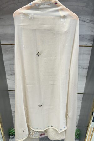 Pure tissue unstitched suit with appealing mirror work