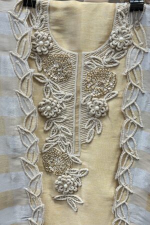 Pure tissue unstitched pattern with unique hand work.