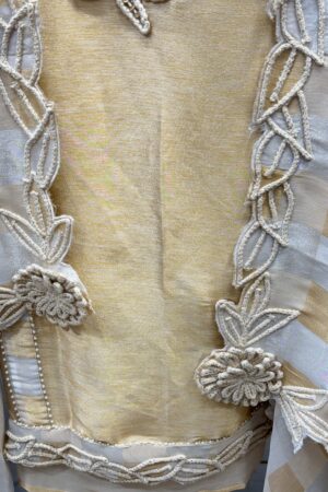 Pure tissue unstitched pattern with unique hand work.