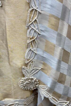 Pure tissue unstitched pattern with unique hand work.