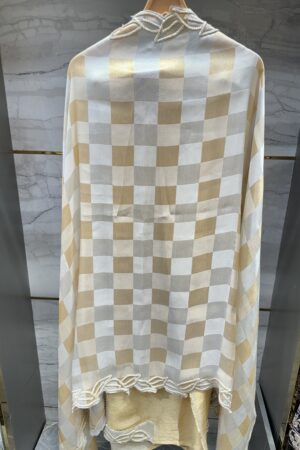 Pure tissue unstitched pattern with unique hand work.