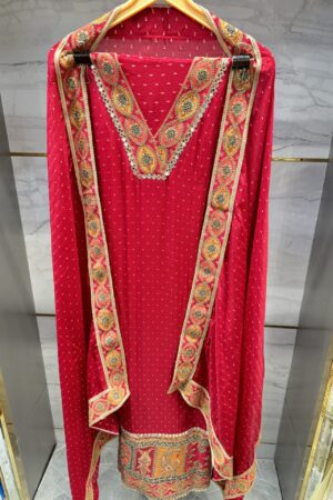 Premium Tissue silk fabric with mirror and zari embroidery.
