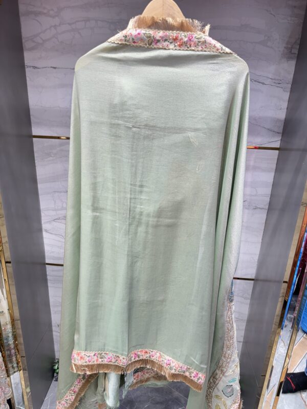 Luxurious tissue fabric with intricate gota floral embroidery. - Image 7