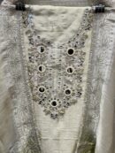 Pure Tissue Unstitched Suit with unique mirror work.