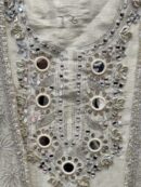 Pure Tissue Unstitched Suit with unique mirror work.