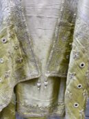 Pure Tissue Unstitched Suit with unique mirror work.
