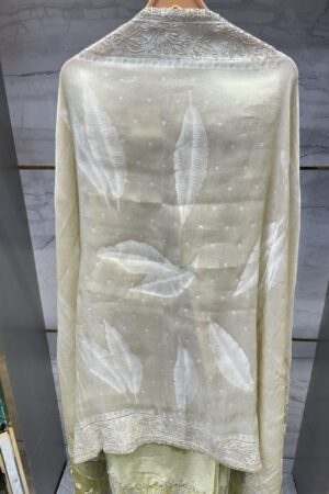 Pure Tissue Unstitched Suit with unique mirror work.