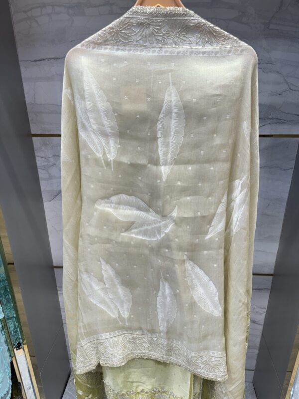 Pure Tissue Unstitched Suit with unique mirror work. - Image 7