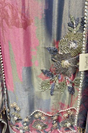 Unstitched suit set with elegant floral print designing