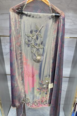 Unstitched suit set with elegant floral print designing